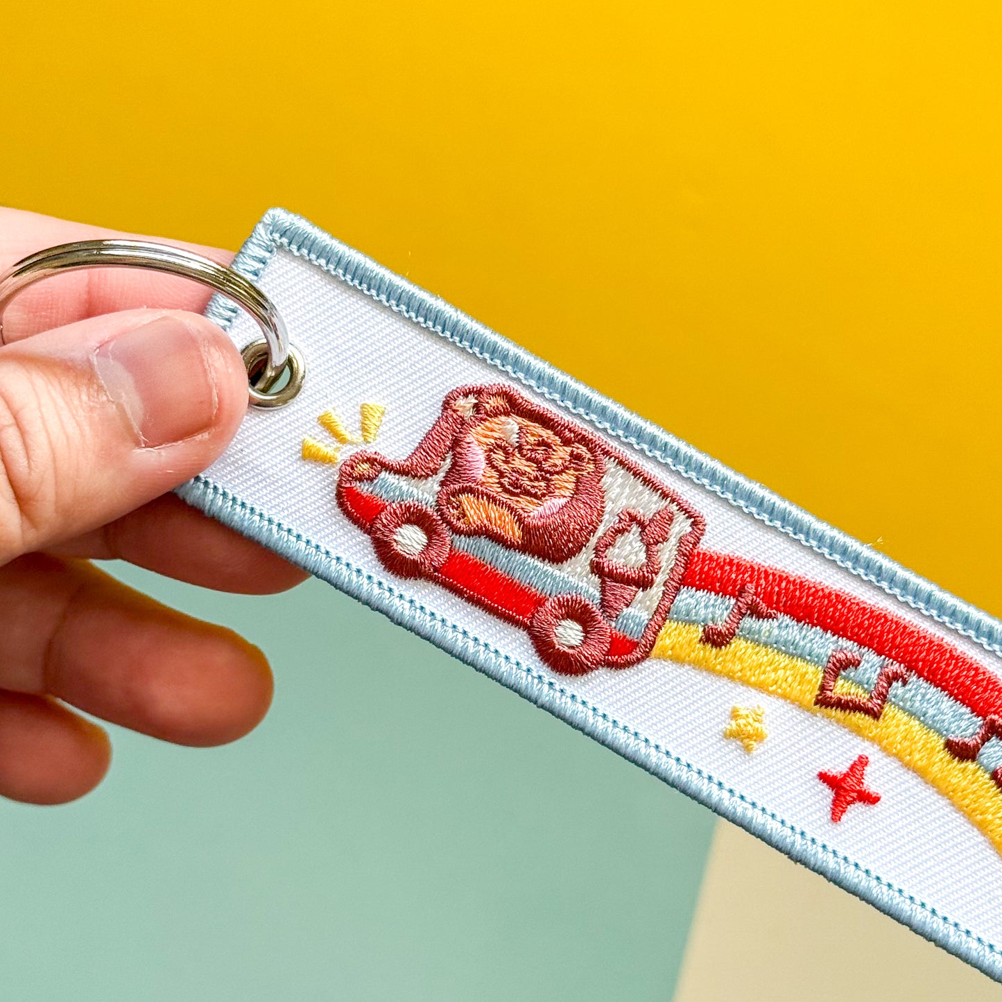 Keep On Truckin'! Bean Bear Embroidered Flight Tag